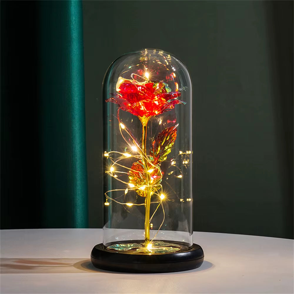 Enchanting LED Galaxy Rose in Glass Dome with Fairy Lights - Perfect Gift for Christmas, Valentine's Day, and Mother's Day