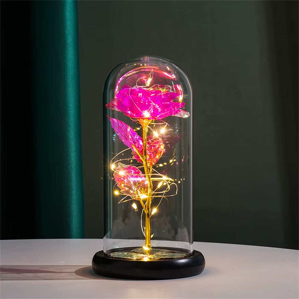 Enchanting LED Galaxy Rose in Glass Dome with Fairy Lights - Perfect Gift for Christmas, Valentine's Day, and Mother's Day