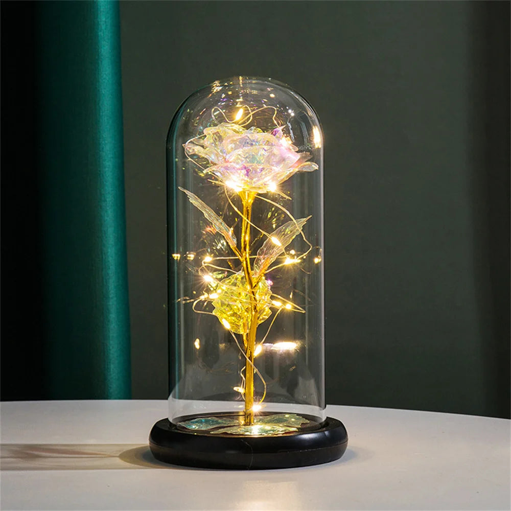 Enchanting LED Galaxy Rose in Glass Dome with Fairy Lights - Perfect Gift for Christmas, Valentine's Day, and Mother's Day