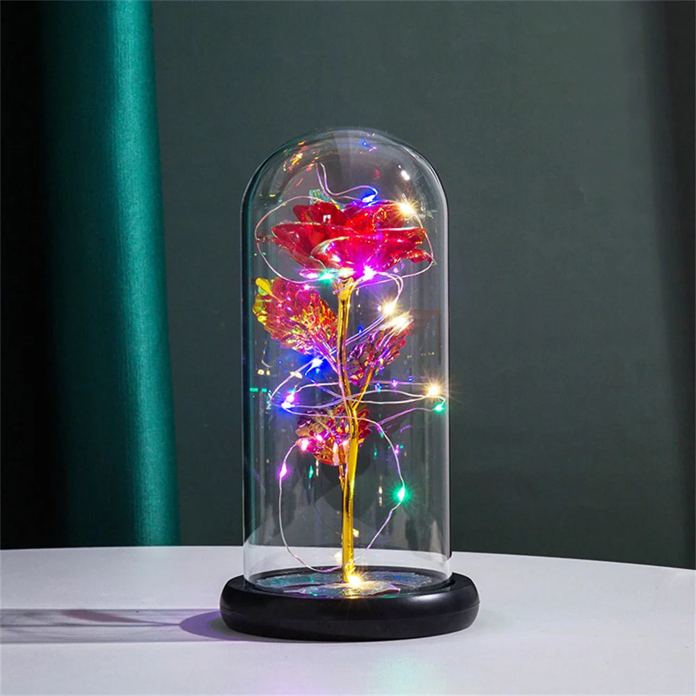 Enchanting LED Galaxy Rose in Glass Dome with Fairy Lights - Perfect Gift for Christmas, Valentine's Day, and Mother's Day