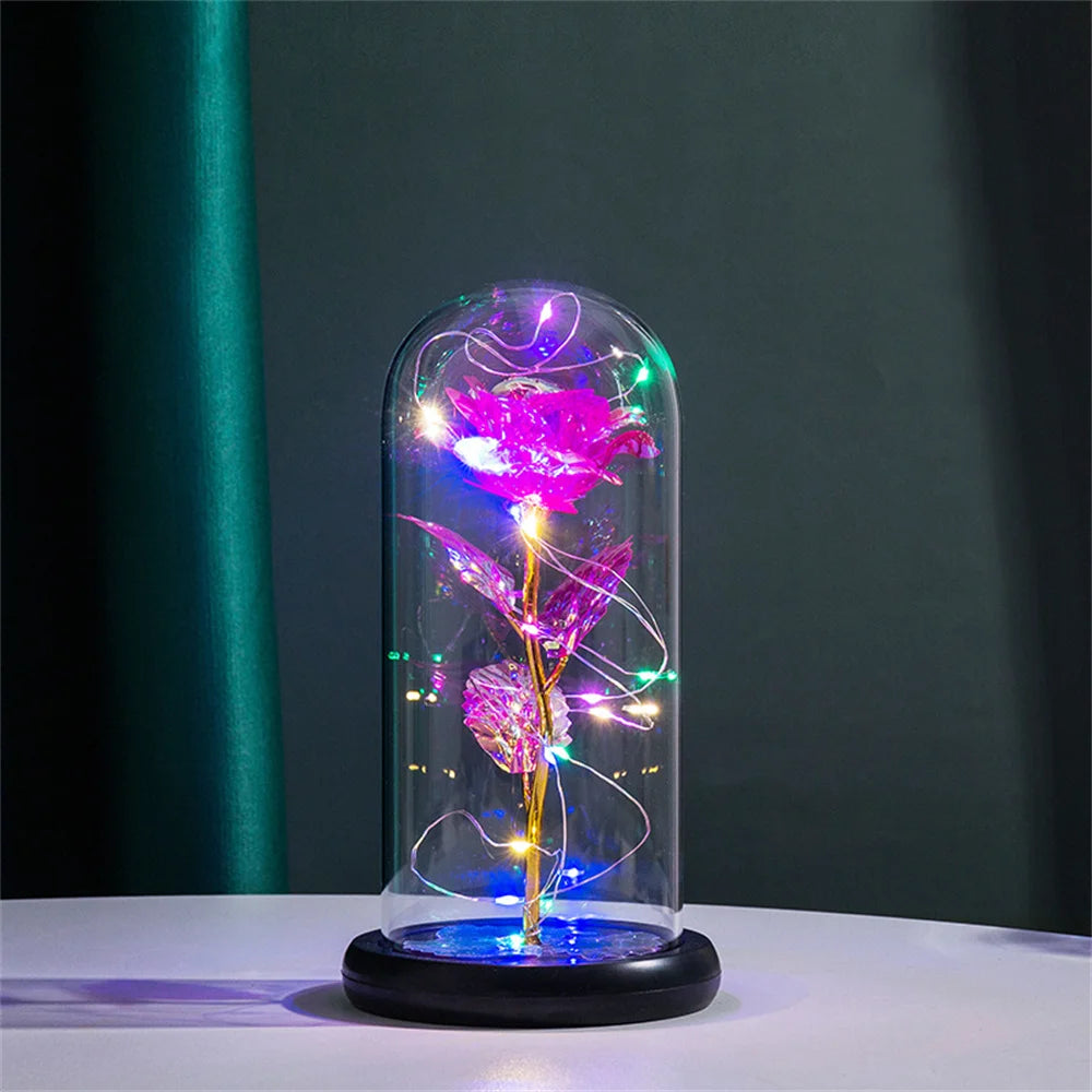 Enchanting LED Galaxy Rose in Glass Dome with Fairy Lights - Perfect Gift for Christmas, Valentine's Day, and Mother's Day