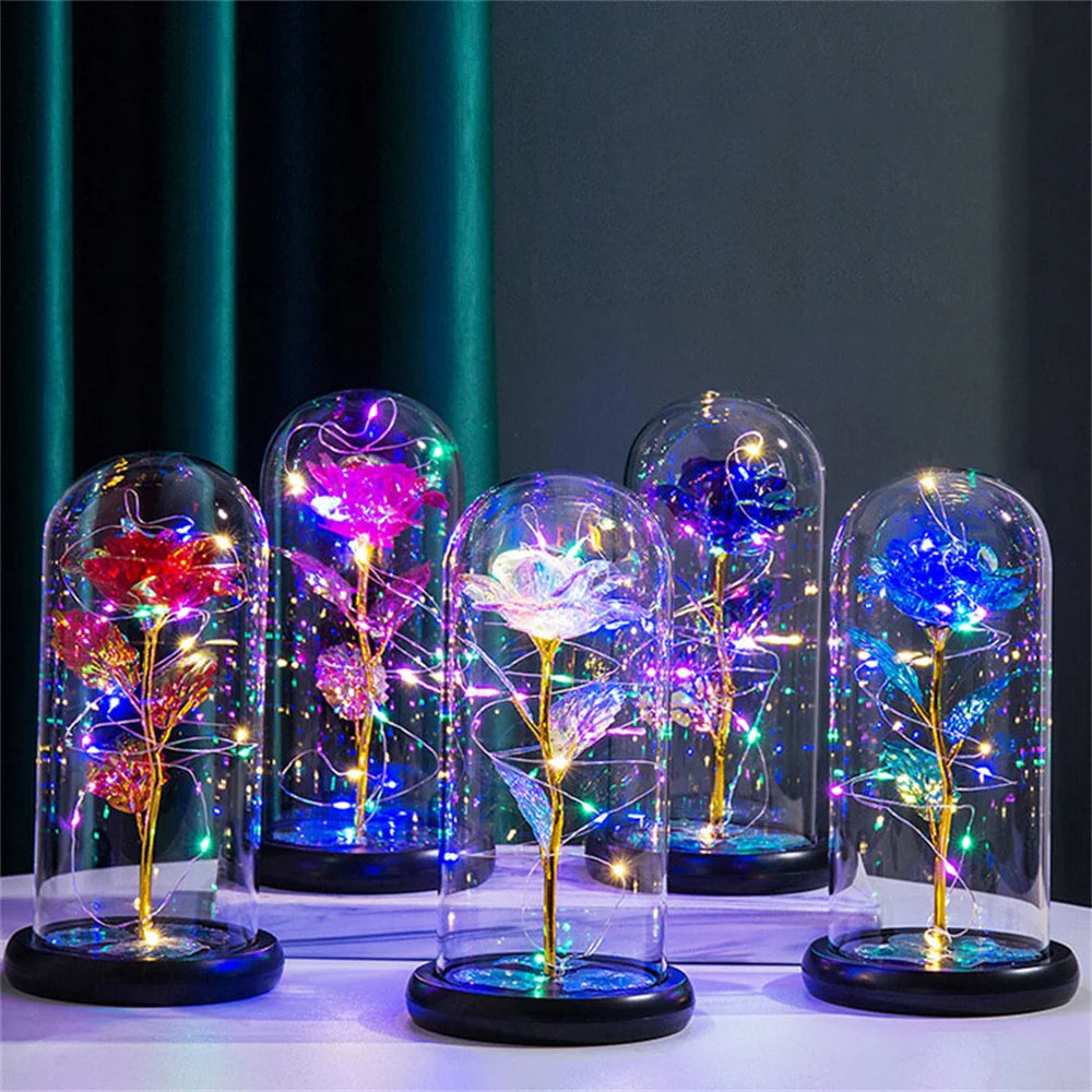 Enchanting LED Galaxy Rose in Glass Dome with Fairy Lights - Perfect Gift for Christmas, Valentine's Day, and Mother's Day