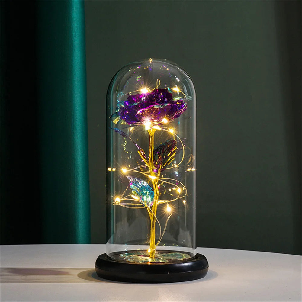 Enchanting LED Galaxy Rose in Glass Dome with Fairy Lights - Perfect Gift for Christmas, Valentine's Day, and Mother's Day