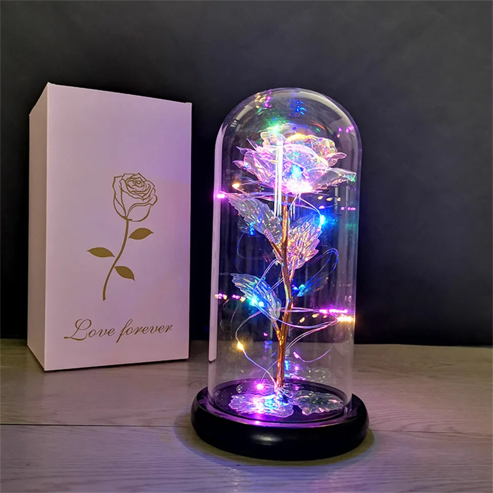 Enchanting LED Galaxy Rose in Glass Dome with Fairy Lights - Perfect Gift for Christmas, Valentine's Day, and Mother's Day