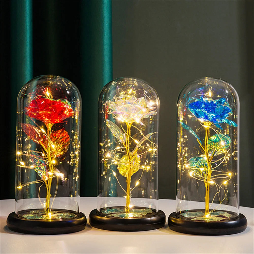 Enchanting LED Galaxy Rose in Glass Dome with Fairy Lights - Perfect Gift for Christmas, Valentine's Day, and Mother's Day