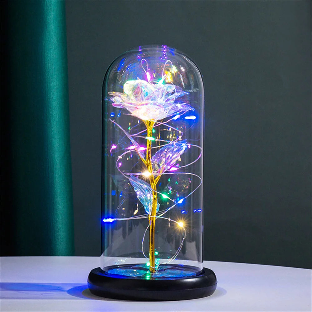 Enchanting LED Galaxy Rose in Glass Dome with Fairy Lights - Perfect Gift for Christmas, Valentine's Day, and Mother's Day