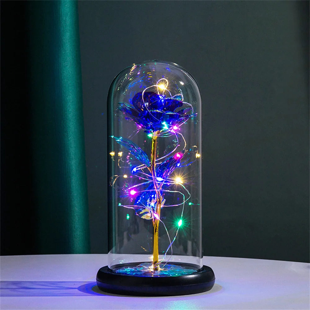 Enchanting LED Galaxy Rose in Glass Dome with Fairy Lights - Perfect Gift for Christmas, Valentine's Day, and Mother's Day