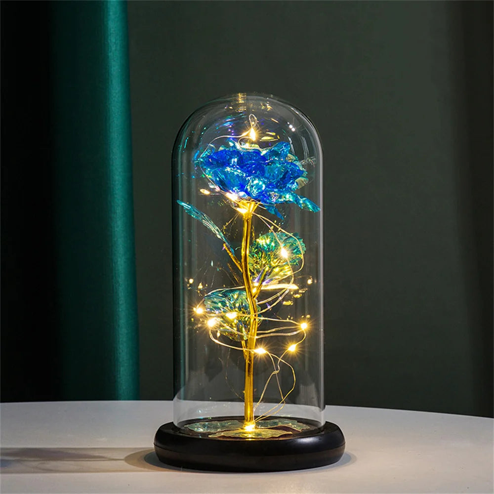 Enchanting LED Galaxy Rose in Glass Dome with Fairy Lights - Perfect Gift for Christmas, Valentine's Day, and Mother's Day