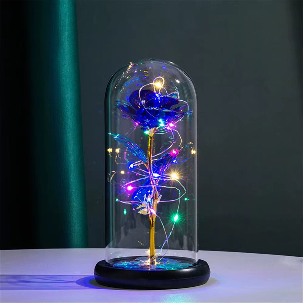 Enchanting LED Galaxy Rose in Glass Dome with Fairy Lights - Perfect Gift for Christmas, Valentine's Day, and Mother's Day