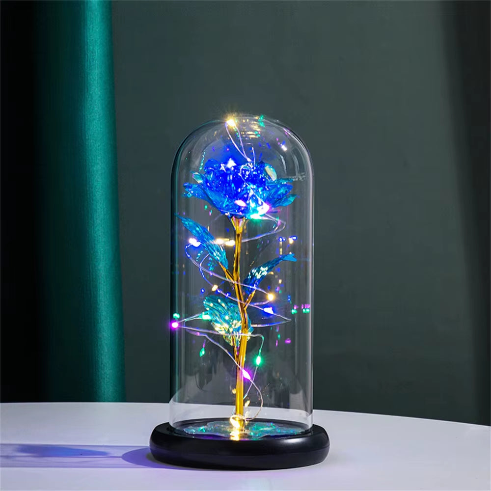 Enchanting LED Galaxy Rose in Glass Dome with Fairy Lights - Perfect Gift for Christmas, Valentine's Day, and Mother's Day